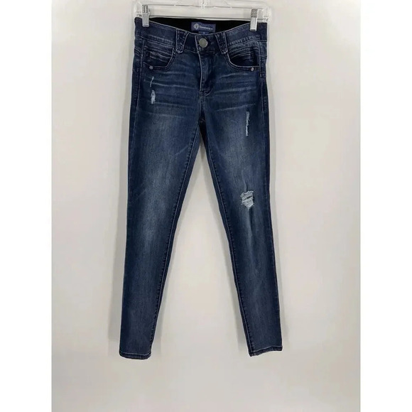 Democracy Jeans Size 4 Ab Technology Skinny Distressed Mid Rise Medium Wash - Picture 1 of 11